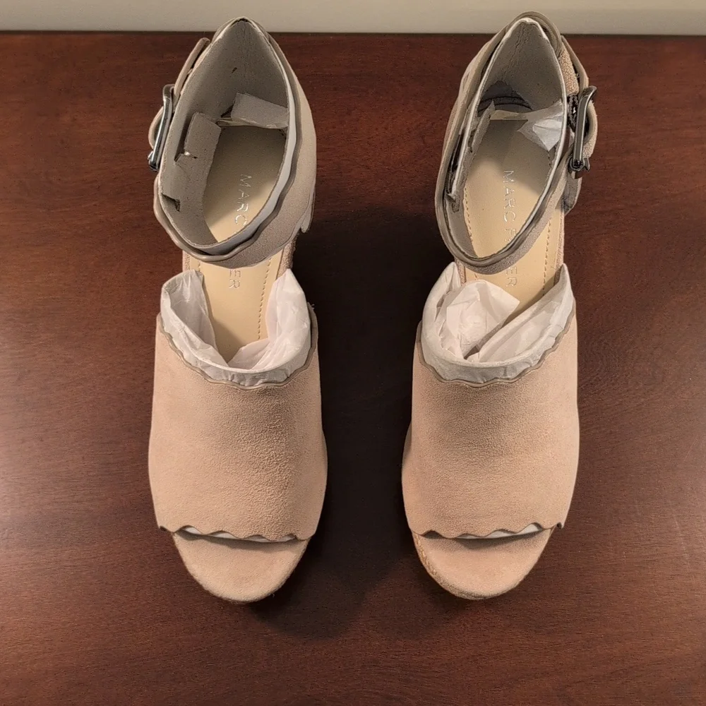 SALE🎉 Marc Fisher Haya Scalloped Ankle Strap Espadrille Wedge - Picture 3 of 9
